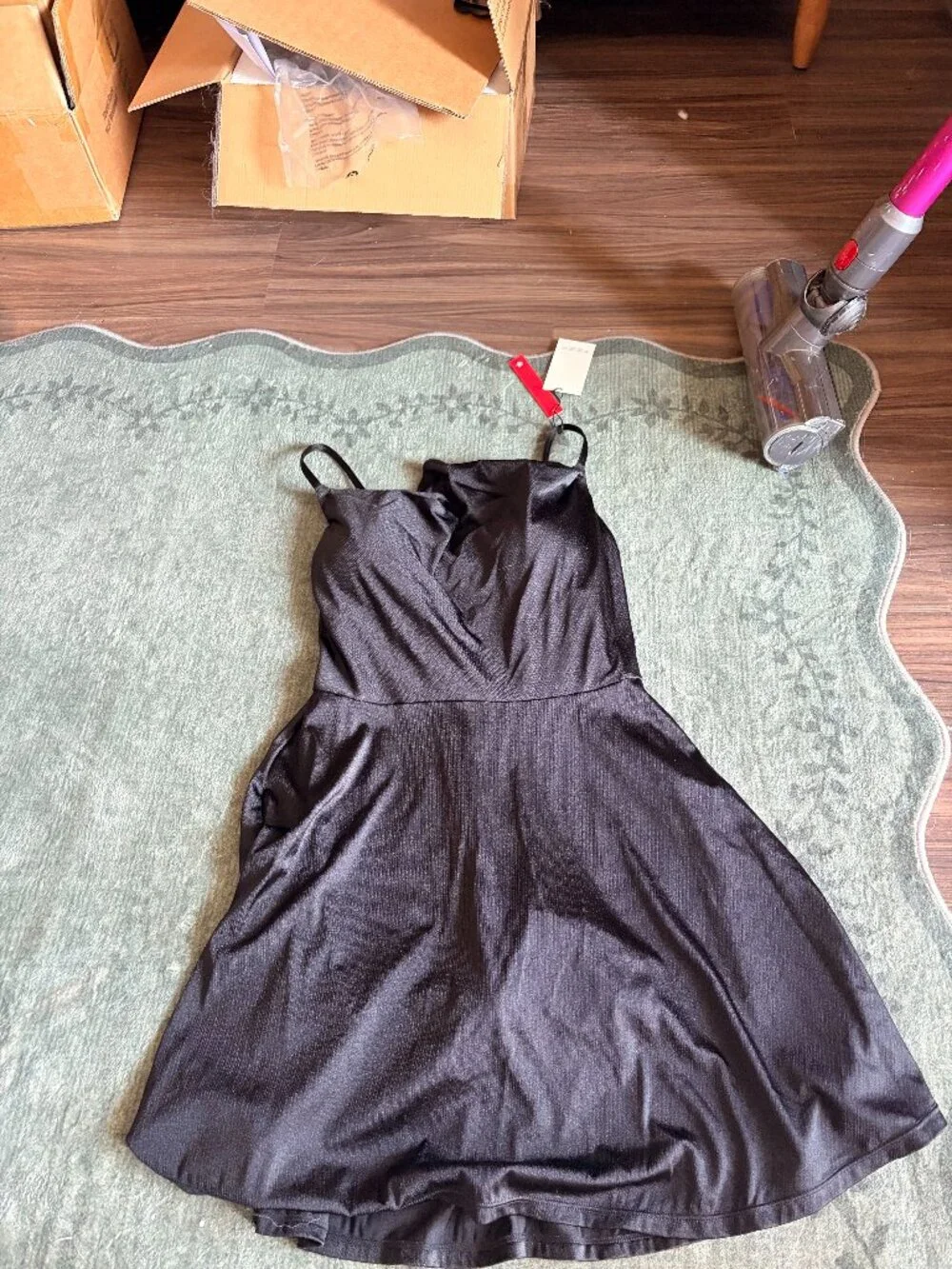 Black dress with built in shorts and bra - M